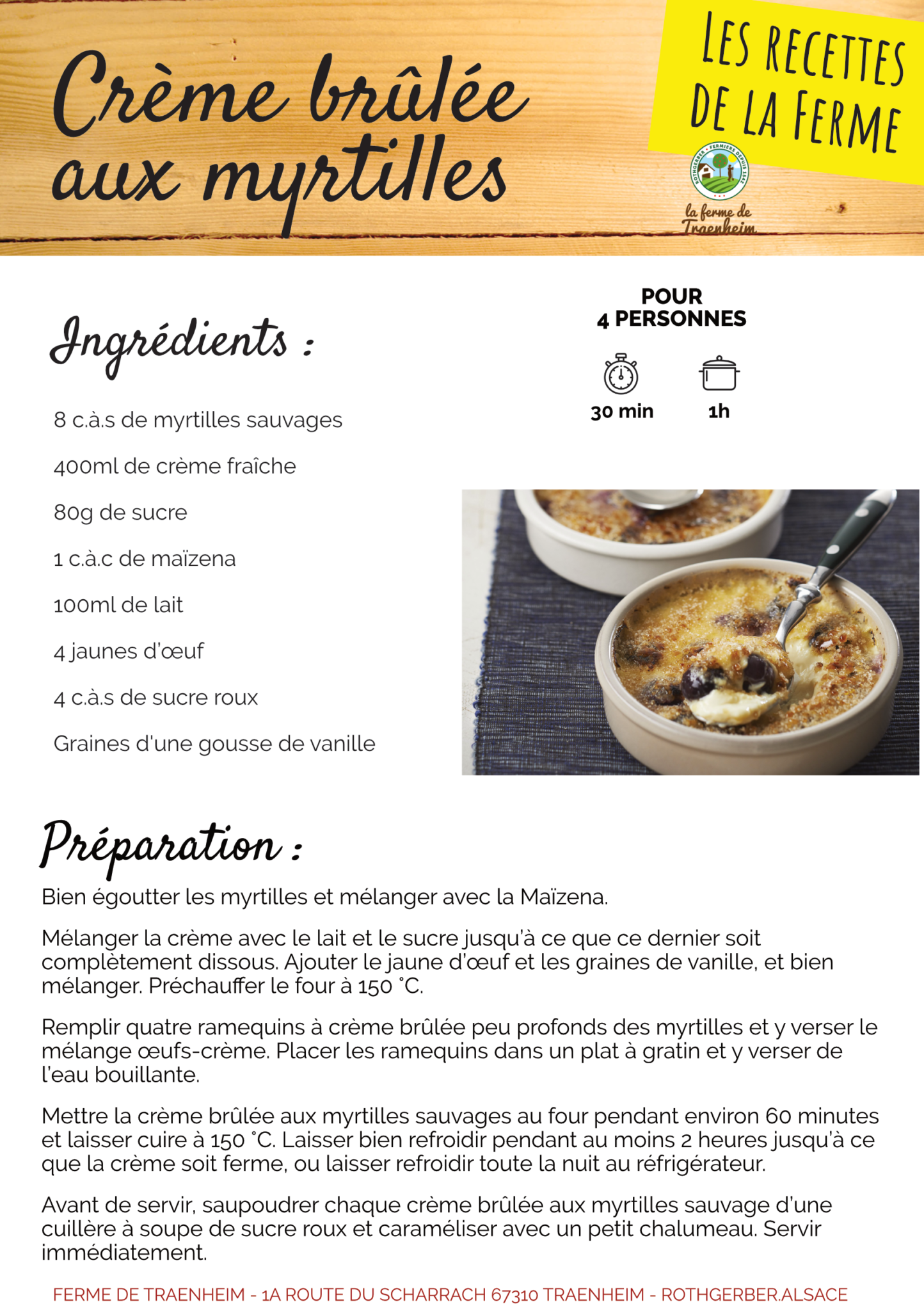 Crème brûlée aux myrtilles – Ferme Rothgerber